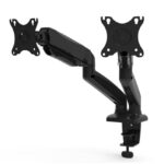 Dual Arm Monitor Desk Mount Height Adjustable / Tilt / Swivel / Counterbalance Gas Spring Stand | VESA Bracket Arm